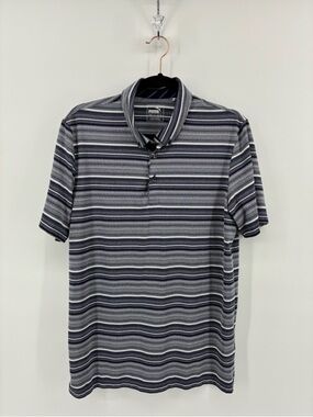 Puma Men’s Navy & Gray Striped Polo Shirt